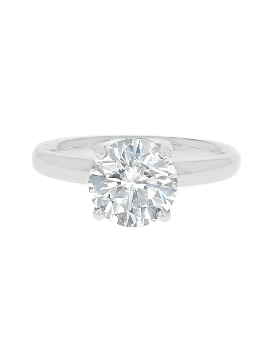 GIA Certified Round Brilliant Cut Diamond Solitaire Ring in 18KW